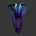 Purple and Blue Fantasy Dragon Character with Horns Sharp Teeth Scales and Spotted Wings