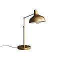 Brass Metal Table Lamp With Adjustable Arm Circular Base And Conical Shade 3d model