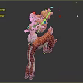 Game Movie Character With Orange Hair Green Leaves Red White Deer Legs In Dynamic Running Pose