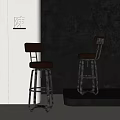 Modern Brown Leather Bar Stools With Metal Frame And Stylish Backrest
