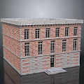 Two Story Brick Building With Gray Accents Windows And Entrance Steps