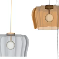 Modern Petal Shaped Pendant Lights With Transparent Brown Glass Illuminated Bulbs On Gray Wall Background