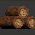 Natural Wooden Logs Stacked With Visible Grain And Brown Texture