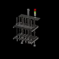 Industrial Equipment With Multi Layer Metal Frame Black Cylindrical Components And Top Mounted Indicator Light