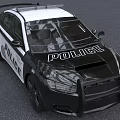 Modern Black And White Police Car With Light Bar Push Bumper And Lettering