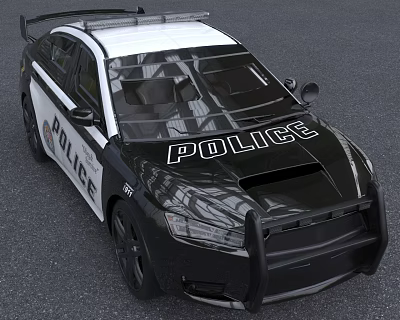 Modern Black And White Police Car With Light Bar Push Bumper And Lettering 3d model Modern Black And White Police Car With Light Bar Push Bumper And Lettering 3d model