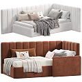 Cozy Upholstered Children's Bed With Soft Pillows And Warm Blankets For Kids Bedroom