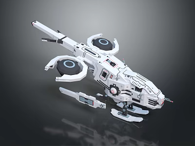 Futuristic White 3D Aircraft Drone With Dual Rotors And Mechanical Design 3d model