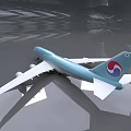 Korean Air Light Blue Passenger Airplane Model With Four Engines And Tail Logo