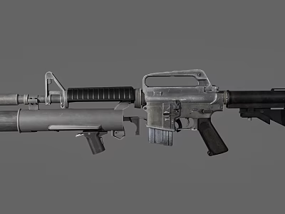 Modern Tactical Military Assault Rifle With Grenade Launcher And Magazine 3d model