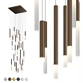 Modern Minimalist Chandelier With Wooden And White Hanging Tubes For Interior Lighting Decor