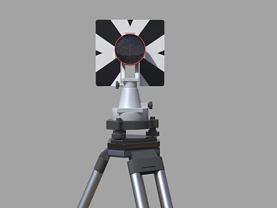 Road Facility Survey Equipment With Tripod And Black White Red Circle Marker 3d model