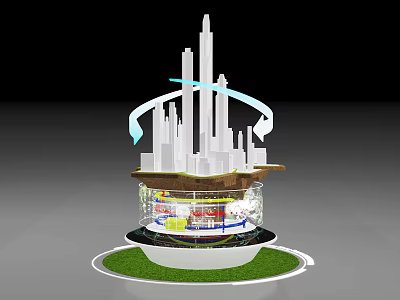 3D Urban Structure Model With Tall Buildings Underground Layers And Green Grass 3d model