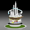 3D Urban Structure Model With Tall Buildings Underground Layers And Green Grass