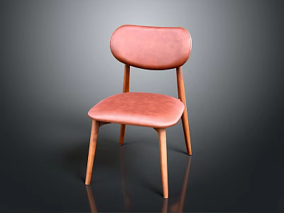 Modern Pink Upholstered Chair With Comfortable Seat Backrest And Wooden Legs 3d model