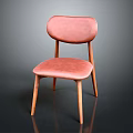 Modern Pink Upholstered Chair With Comfortable Seat Backrest And Wooden Legs