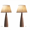 Modern Two Wooden Table Lamps With Cream Fabric Shades And Sleek Design