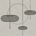 Modern Transparent Glass Round Pendant Lights Hanging In Interior With Circular Decorative Wall