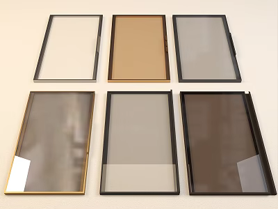 Modern Wardrobe Doors with Glass Panels and Various Color Frames 3d model