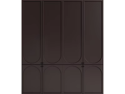 Sleek Dark Brown Modern Wardrobe With Multiple Paneled Doors And Symmetrical Design 3d model