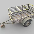 Vintage Wooden Trailer With Metal Frame Rustic Wheels And Hitch