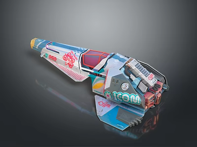 Colorful Mechanical Toy Model With MOM Text Multicolored Parts And Reflective Surface 3d model