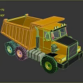 Yellow Dump Truck With Open Dump Bed Black Cab And Multiple Wheels Design