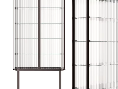Modern Sideboard With Black Frame And Transparent Glass Shelves Design 3d model