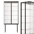 Modern Sideboard With Black Frame And Transparent Glass Shelves Design