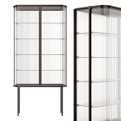 Modern Sideboard With Black Frame And Transparent Glass Shelves Design 3d model