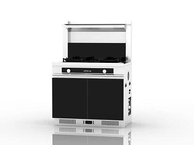 Modern Black And White Kitchen Appliance With Stove Top And Storage Cabinets 3d model