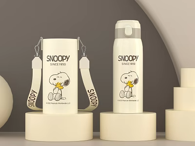 Snoopy Peanuts White Insulated Cup with Adjustable Strap and Cute Design 3d model