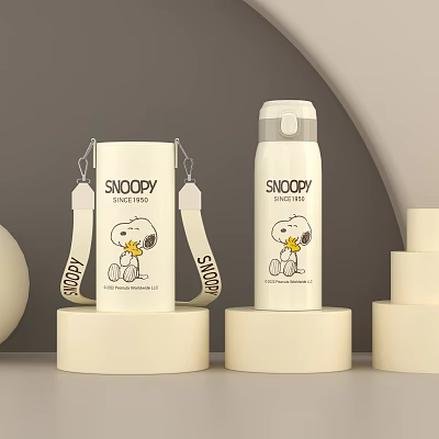 Snoopy Peanuts White Insulated Cup with Adjustable Strap and Cute Design 3d model