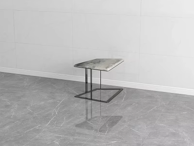 Modern Side Table with Marble Top and Black Metal Frame for Living Room Interior 3d model