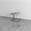 Modern Side Table with Marble Top and Black Metal Frame for Living Room Interior