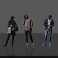 Group of People Standing in Various Poses With Different Outfits on Gray Background