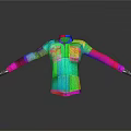 Colorful Grid Patterned Jacket With 3D Rendered Design And Extended Sleeves