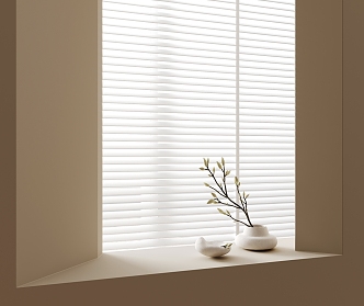 Cream wind vase green plant venetian blinds 3d model