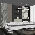 Modern Living Room Sofa Combination Side Table Carpet Bookcase 3d model