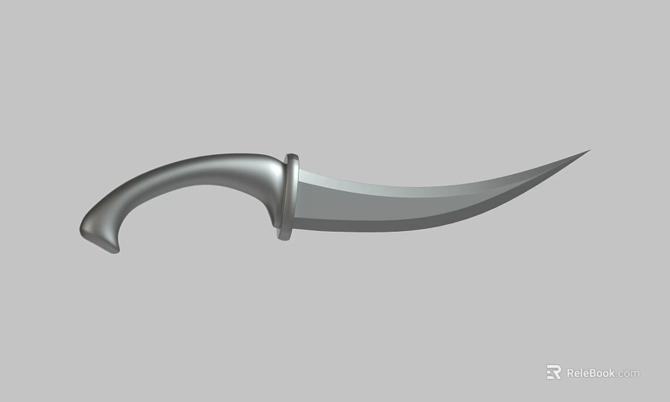 Sleek Silver Weapon With Sharp Curved Blade And Smooth Metal Handle 3d model 