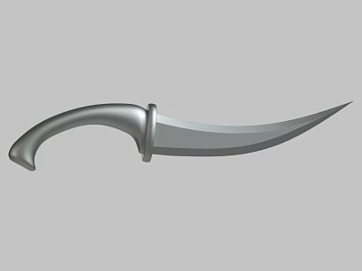 Sleek Silver Weapon With Sharp Curved Blade And Smooth Metal Handle 3d model