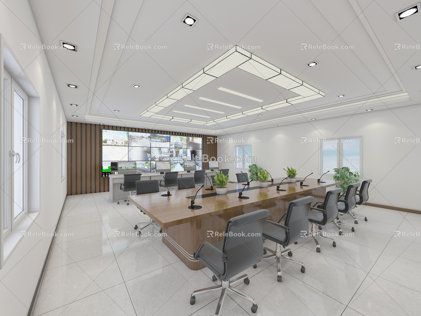 Modern monitoring room, central control room, conference room 3d model