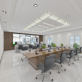 Modern monitoring room, central control room, conference room 3d model