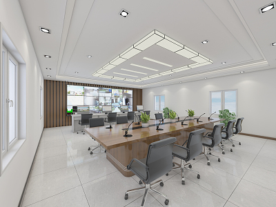 Modern monitoring room, central control room, conference room 3d model