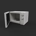 White Microwave Oven With Open Door And Knob Controls For Kitchen Use 3d model
