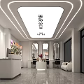Modern Hair Salon Interior Design With Reception Counter Hair Model Shelves And Styling Chairs