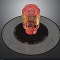 Pink Birdcage With Gold Decorative Patterns On Circular Black And Gray Mats