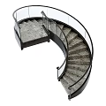 Modern Spiral Staircase With Glass Railing And Stone Steps Design