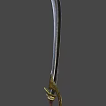Blue Sword With Golden Decorative Hilt And Dark Sharp Blade Design