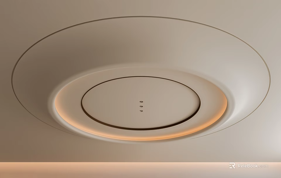 Modern Circular Ceiling Design With Recessed Lighting And Layered Structure 3d model 